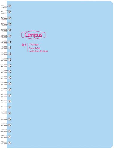 キャンパスリングA5 シンプルトーンA罫70枚水色