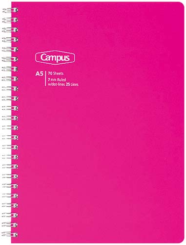 キャンパスリングA5 シンプルトーンA罫70枚 桃