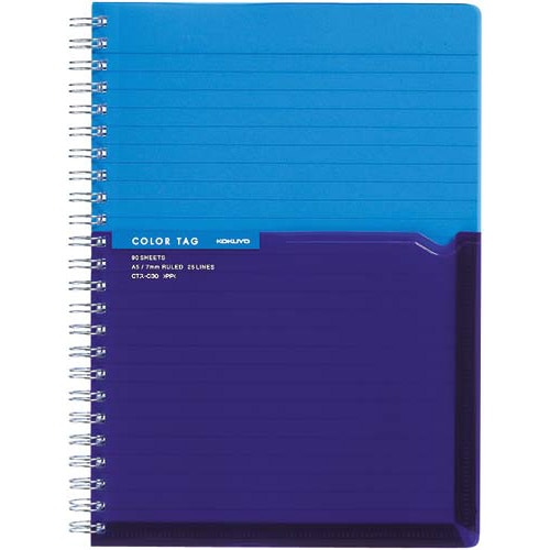 ツインリング<カラータグ>A5 A罫 90枚 青