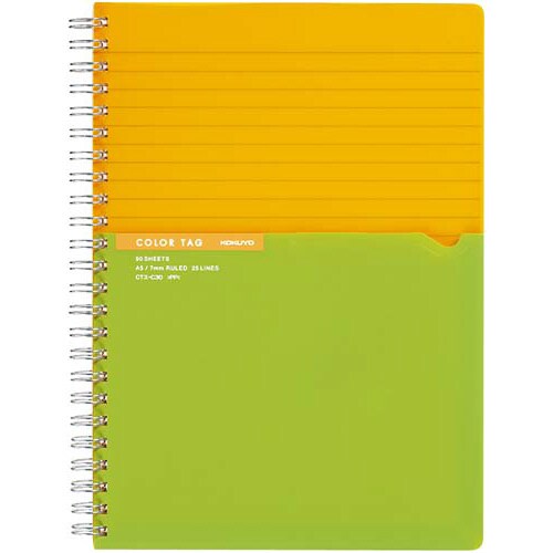 ツインリング<カラータグ>A5 A罫 90枚 黄