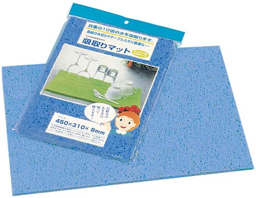 吸取りマットキッチン用 ブルー 4枚入