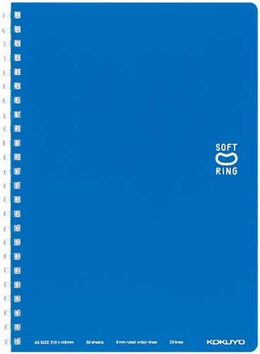 ソフトリングノート A5ドットB罫50枚 青×5