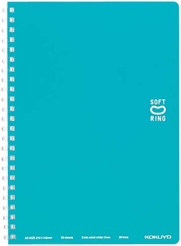 ソフトリングノート A5ドットB罫50枚 水色×5