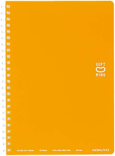 ソフトリングノート A5ドットB罫50枚 橙×5