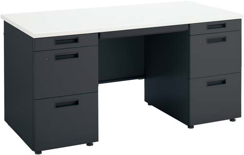 ×インベント両袖奥700幅1400ホワイト脚BK