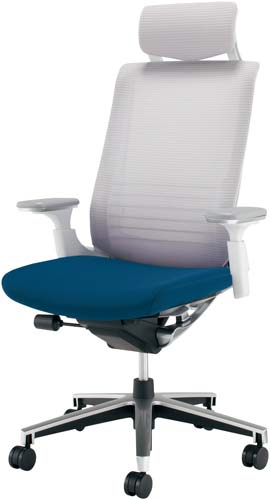 インスパイン ヘッド付 本体白可動肘 青 硬床用