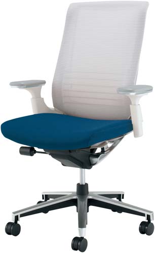 インスパイン ハイバック本体白可動肘 青 硬床用