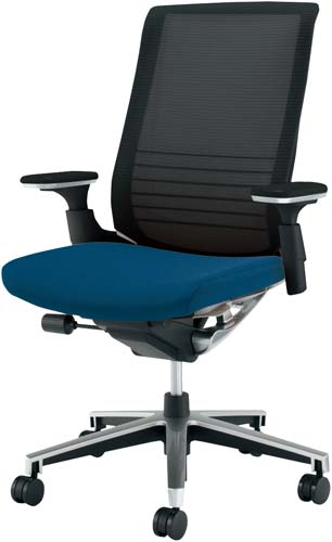 インスパイン ハイバック本体黒可動肘 青 硬床用