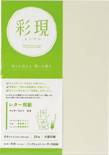 彩現 レター用紙 フェザーワルツ ゆき 1冊20枚