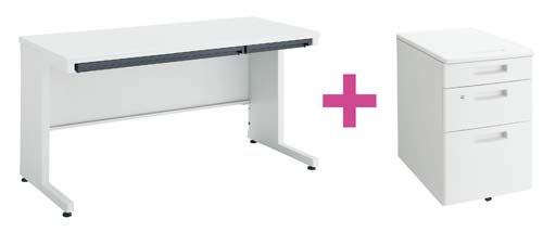 セット品ピクサ2D600平1400+ワゴンT3段W