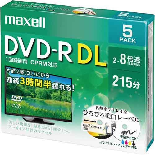 DVD−R録画用(2層) 8倍速 IJ対応 5枚P