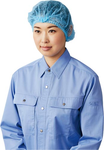 不織布使い捨てヘアキャップ ブルー100枚×5