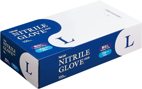 ニトリル手袋#2039 粉無青L 青100枚×20