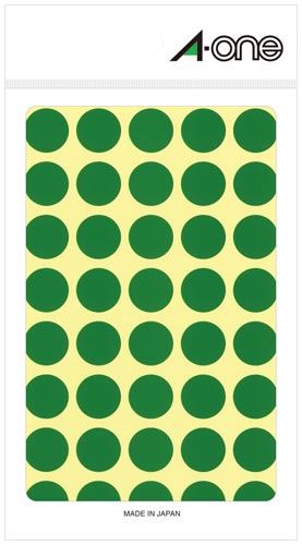 カラーラベル 丸型 15mm径 緑×5