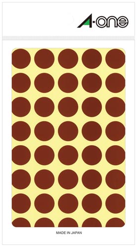 カラーラベル 丸型 15mm径 茶×5