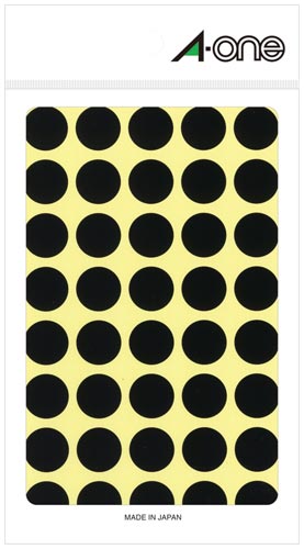 カラーラベル 丸型 15mm径 黒×5