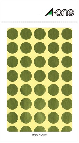 カラーラベル 丸型 15mm径 金×5