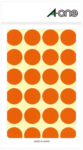 カラーラベル 丸型 20mm径 橙