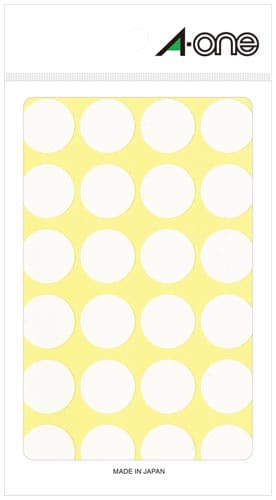 カラーラベル 丸型 20mm径 白