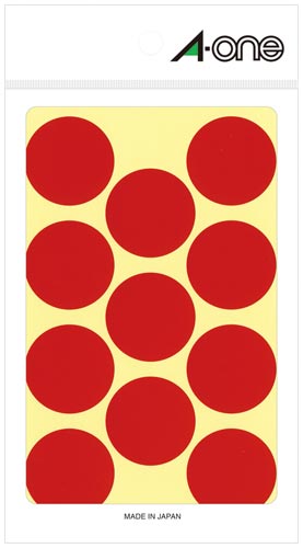 カラーラベル 丸型 30mm径 赤