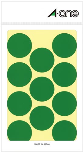 カラーラベル 丸型 30mm径 緑×5