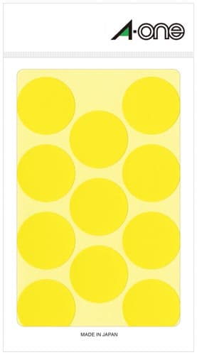カラーラベル 丸型 30mm径 黄×5
