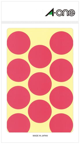 カラーラベル 丸型 30mm径 桃×5