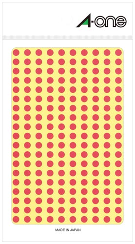 カラーラベル 丸型 5mm径 桃×5