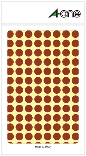 カラーラベル 丸型 9mm径 茶×5