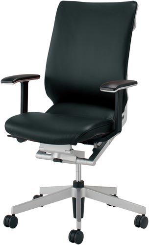 アガタ T型肘 本革タイプBK 背クッション付