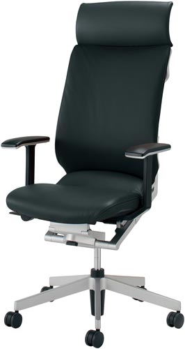 アガタHL T型肘 本革タイプBK 背クッション付