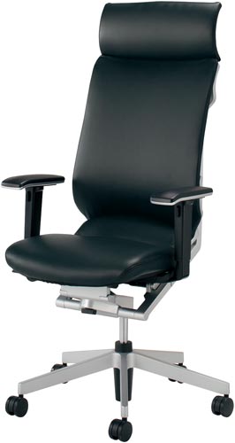 アガタHL可動肘 本革タイプBK 背クッション付