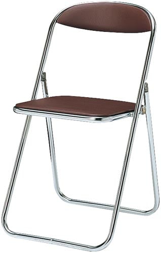 折りたたみイス 座幅355タイプメッキ脚 ブラウン