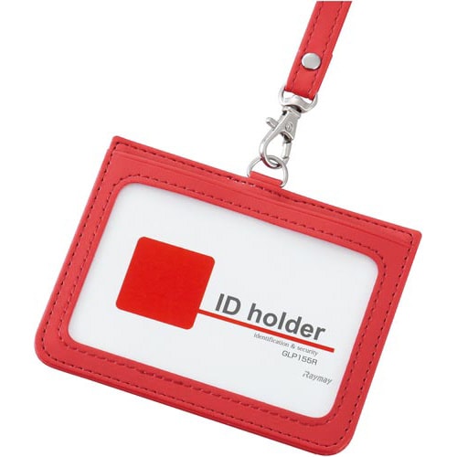 合皮製IDカードホルダーレッド