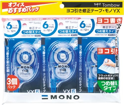 修正テープモノYX幅6mm 本体3個
