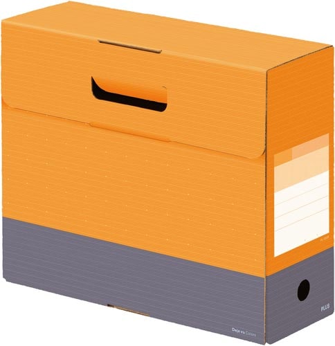 ボックスファイル フタ付き100mm 橙10個