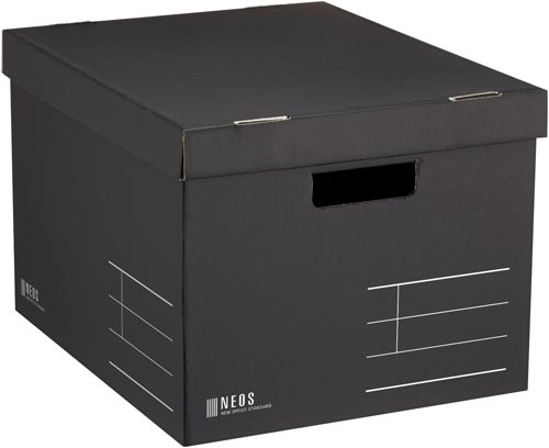 収納ボックス<NEOS>Lサイズ・フタ付き黒10個