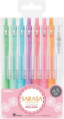 サラサクリップ0.5mm ミルクカラー 8色セット