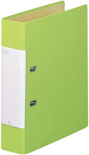 D型リングファイルくるみ貼りA4 背幅69mm黄緑