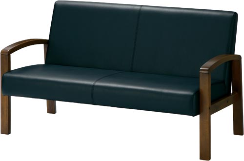 アーデル木製ソファ 2人掛け レザーブラック