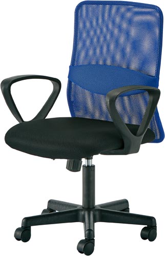 ランバーメッシュチェア 肘付 ブルー