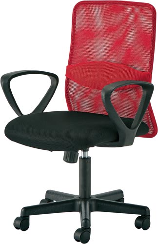 ランバーメッシュチェア 肘付 レッド