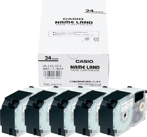 ネームランド 透明テープ 24mm 黒文字 5個入