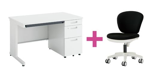 セット品 ピクサ2片袖1200WH+MBチェアBK