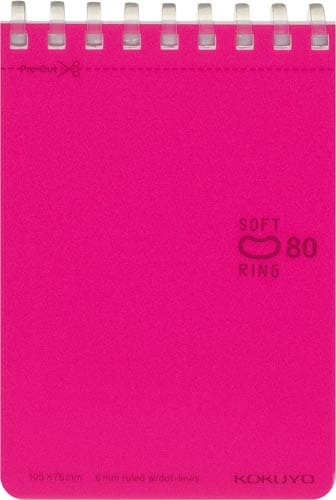 ソフトリングメモドット入B罫A7 80枚 桃10冊