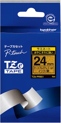 ピータッチTZeテープラメ入り金 黒文字24mm幅