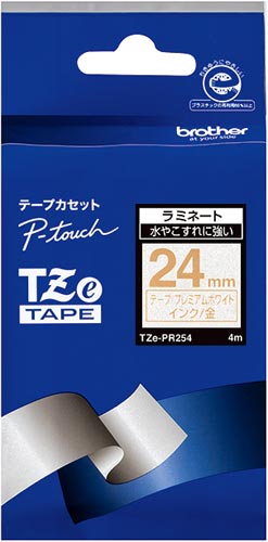 ピータッチTZeテープラメ入り白 金文字24mm幅