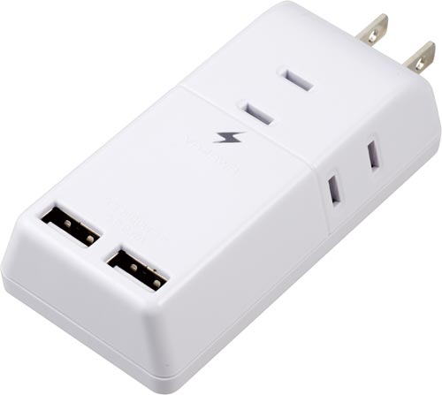 雷ガード付トリプルタップ 3AC+2USB 白