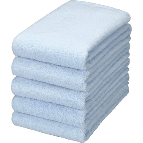 毛羽落ちしにくい無撚糸フェイスタオル ブルー