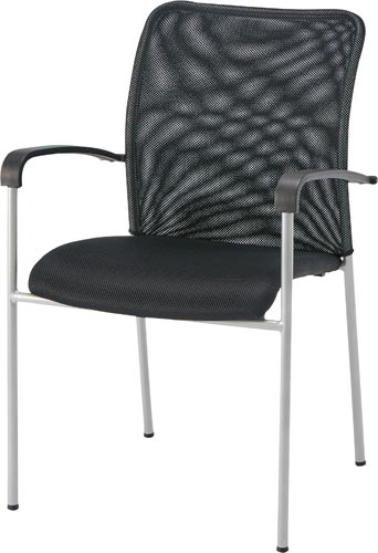 メッシュミーティング用チェア 肘付 ブラック